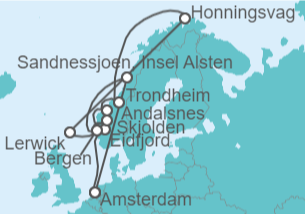 Itinerario del Crucero Noruega - Holland America Line