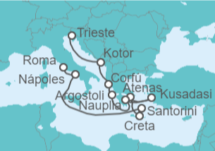 Itinerario del Crucero Desde Civitavecchia (Roma) a Trieste (Italia) - Holland America Line