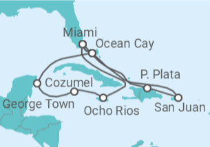 Itinerario del Crucero Jamaica, Islas Caimán, México, Estados Unidos (EE.UU.), Puerto Rico TI - MSC Cruceros