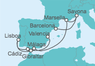 Itinerario del Crucero Italia, Francia, España, Portugal, Gibraltar - Costa Cruceros