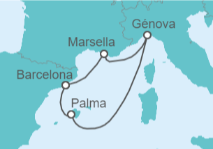 Itinerario del Crucero Francia, Italia, España TI - MSC Cruceros