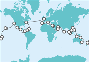 Itinerario del Crucero Vuelta al mundo 2023 Cunard - Cunard