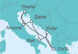 Itinerario del Crucero Italia, Montenegro, Grecia - MSC Cruceros