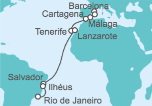 Itinerario del Crucero España, Brasil - MSC Cruceros