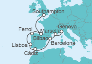 Itinerario del Crucero Francia, España, Portugal TI - MSC Cruceros