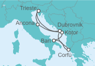 Itinerario del Crucero Montenegro, Italia, Grecia, Croacia TI - MSC Cruceros