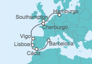 Itinerario del Crucero Reino Unido, Francia, España, Portugal - MSC Cruceros