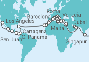 Itinerario del Crucero Vuelta al mundo 2023 Princess Cruises - Princess Cruises