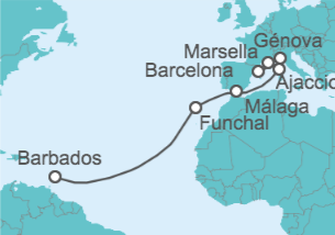Itinerario del Crucero Francia, Italia, España, Portugal - MSC Cruceros