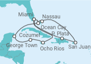 Itinerario del Crucero Bahamas, Puerto Rico, Estados Unidos (EE.UU.), México, Islas Caimán, Jamaica - MSC Cruceros