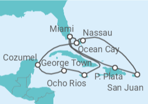 Itinerario del Crucero México, Islas Caimán, Jamaica, Estados Unidos (EE.UU.), Bahamas, Puerto Rico - MSC Cruceros