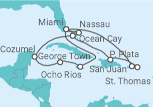 Itinerario del Crucero Jamaica, Islas Caimán, México, Estados Unidos (EE.UU.), Puerto Rico, Islas Vírgenes - EEUU, Baham... - MSC Cruceros
