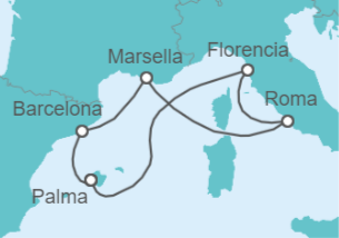 Itinerario del Crucero España, Italia, Francia - AIDA
