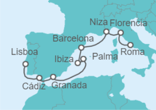 Itinerario del Crucero De Civitavecchia (Roma) a Lisboa - NCL Norwegian Cruise Line