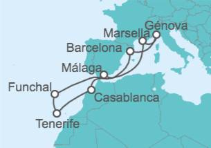 Itinerario del Crucero Marruecos, España, Portugal, Francia, Italia TI - MSC Cruceros