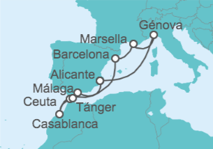 Itinerario del Crucero España, Marruecos, Italia - MSC Cruceros