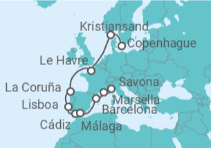 Itinerario del Crucero Francia, España, Portugal - Costa Cruceros