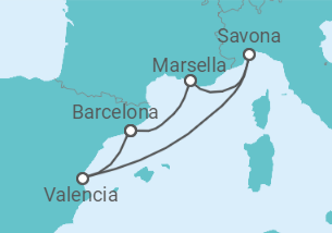 Itinerario del Crucero Escapada Mediterránea  - Costa Cruceros