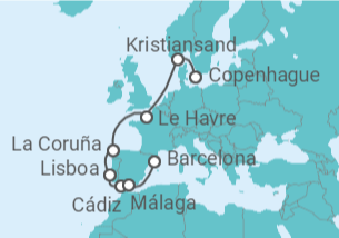 Itinerario del Crucero Francia, España, Portugal - Costa Cruceros