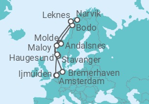 Itinerario del Crucero Círculo Polar  - Costa Cruceros