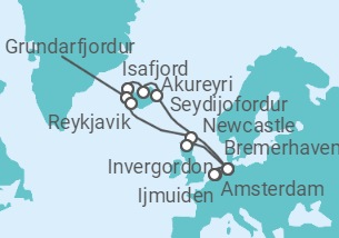 Itinerario del Crucero Islandia  - Costa Cruceros