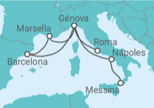 Itinerario del Crucero Italia, España, Francia - MSC Cruceros