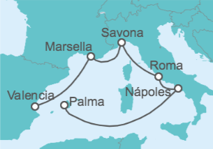 Itinerario del Crucero Francia, Italia - Costa Cruceros