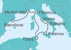 Itinerario del Crucero Mónaco, Italia, Túnez - Holland America Line