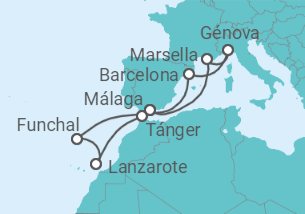Itinerario del Crucero Italia, España, Portugal - MSC Cruceros