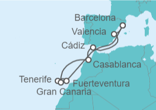 Itinerario del Crucero Islas Canarias y Marruecos - Celebrity Cruises