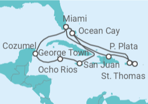 Itinerario del Crucero Jamaica, Islas Caimán, México, Estados Unidos (EE.UU.), Puerto Rico, Islas Vírgenes - EEUU TI - MSC Cruceros