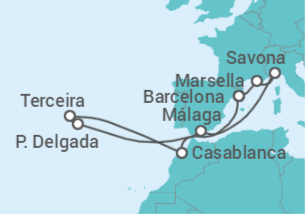 Itinerario del Crucero Marruecos, Portugal, España, Italia, Francia - Costa Cruceros