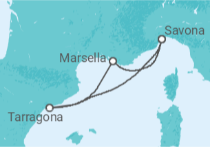 Itinerario del Crucero Francia, España - Costa Cruceros
