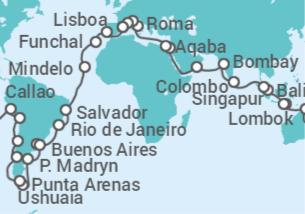 Itinerario del Crucero Vuelta al mundo 2023 - MSC Cruceros - MSC Cruceros