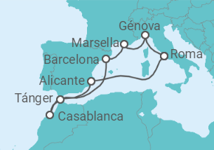 Itinerario del Crucero España, Marruecos, Italia TI - MSC Cruceros