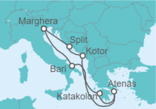 Itinerario del Crucero Mar Adriático y Grecia - Costa Cruceros
