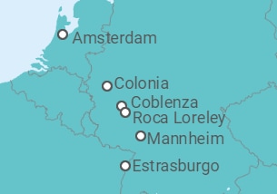 Itinerario del Crucero Encantos del Rhin I  ·  Dutch Melody 4****sup  ·  Amsterdam a Estrasburgo - Panavision