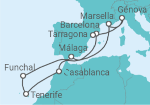 Itinerario del Crucero Marruecos, España, Portugal, Francia, Italia TI - MSC Cruceros