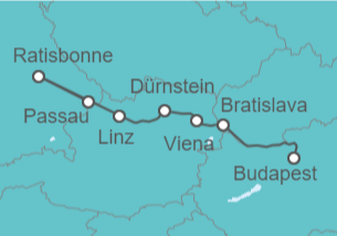 Itinerario del Crucero Avance 2022 : Danubio Clásico I con Baviera - Amadeus Cara 5***** de Budapest a Passau - Panavision