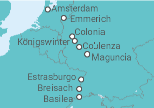 Itinerario del Crucero Los tesoros del Rin de Ámsterdam a Basilea (formula puerto/puerto) - CroisiEurope