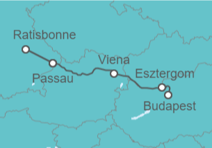 Itinerario del Crucero Avance 2022 : Danubio Clásico II con Baviera · Barco Amadeus Silver III 5***** de Passau a Budapest - Panavision