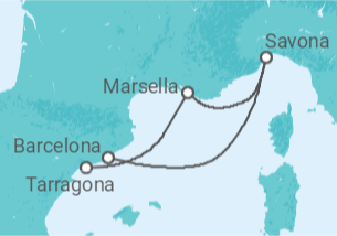 Itinerario del Crucero Francia, Italia - Costa Cruceros