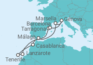 Itinerario del Crucero Marruecos, España, Francia, Italia TI - MSC Cruceros