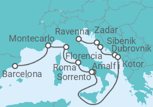 Itinerario del Crucero Adriático y Mediterráneo - Azamara