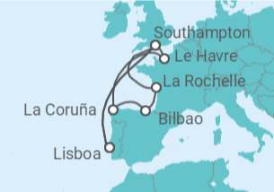 Itinerario del Crucero Reino Unido, España, Francia - MSC Cruceros