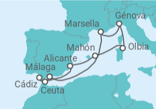 Itinerario del Crucero Francia, España, Italia TI - MSC Cruceros