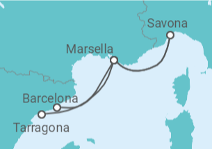 Itinerario del Crucero Francia, Italia - Costa Cruceros