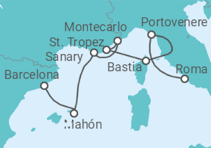 Itinerario del Crucero España, Mónaco, Francia - Seabourn