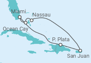 Itinerario del Crucero El sueño tropical - MSC Cruceros