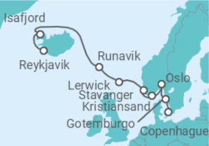 Itinerario del Crucero Islandia, Reino Unido, Noruega, Suecia, Dinamarca - Oceania Cruises